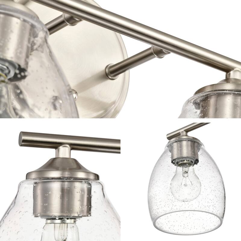 Brushed Nickel 3-Light/4-Light Vanity Light with Bell-shaped Seedy Glass Shades
