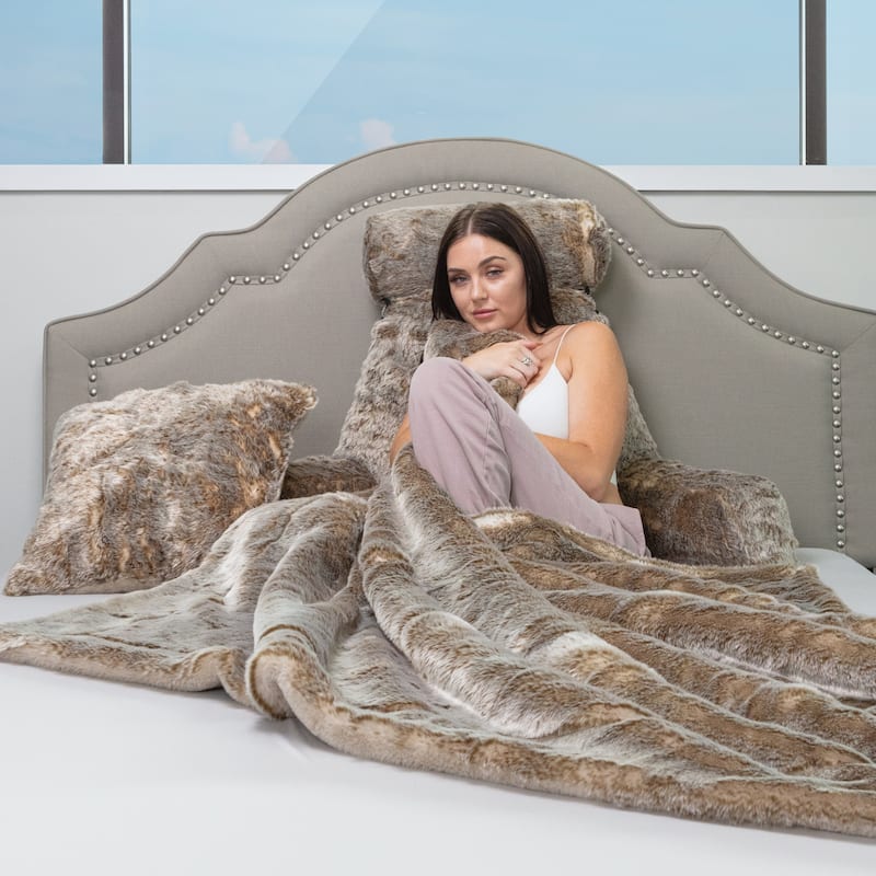 Husband Pillow - Exquisite Cozy Faux Fur - Double Sided Weighted Throw Blanket - 2-tone, 50"X 60"