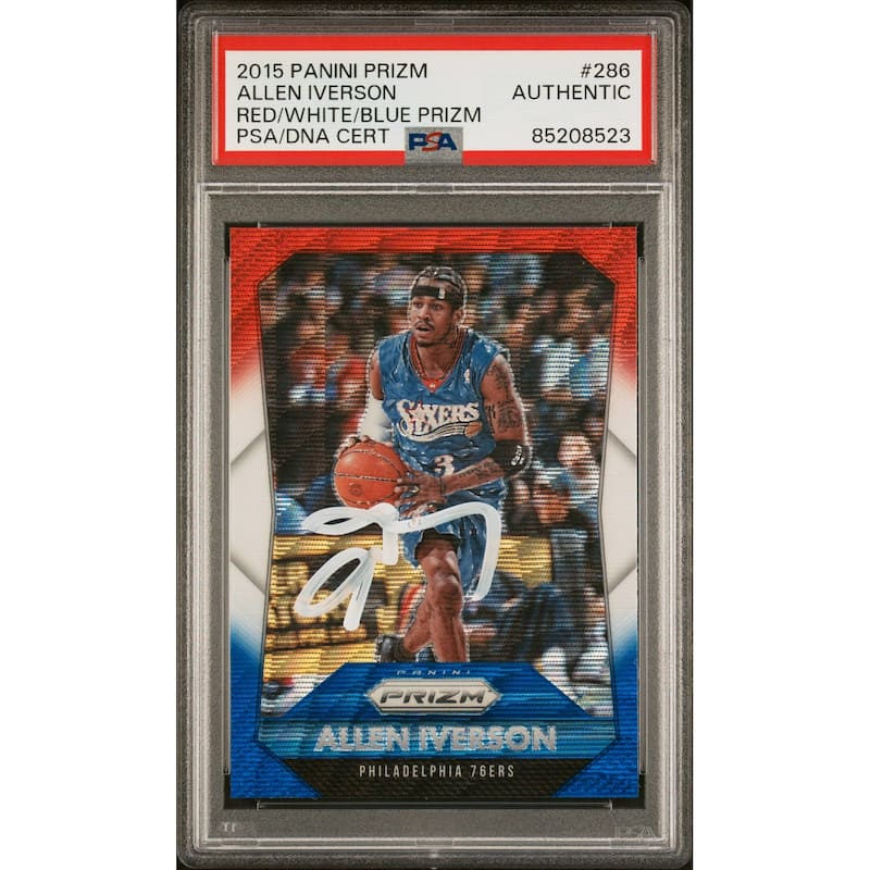 Allen Iverson 2015 Panini Prizm Red White Blue Signed Card #286 Auto PSA 5208523 - 8'6" x 11'6"