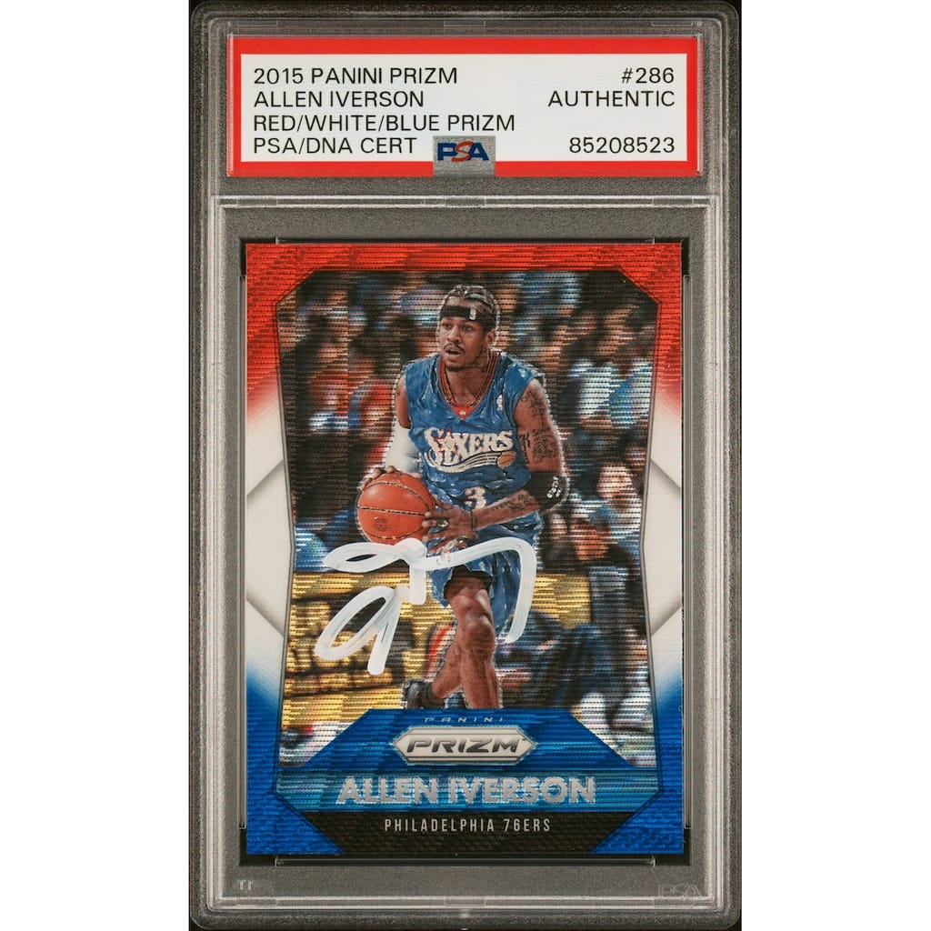 Allen Iverson 2015 Panini Prizm Red White Blue Signed Card #286 Auto PSA 5208523 - 8'6" x 11'6"