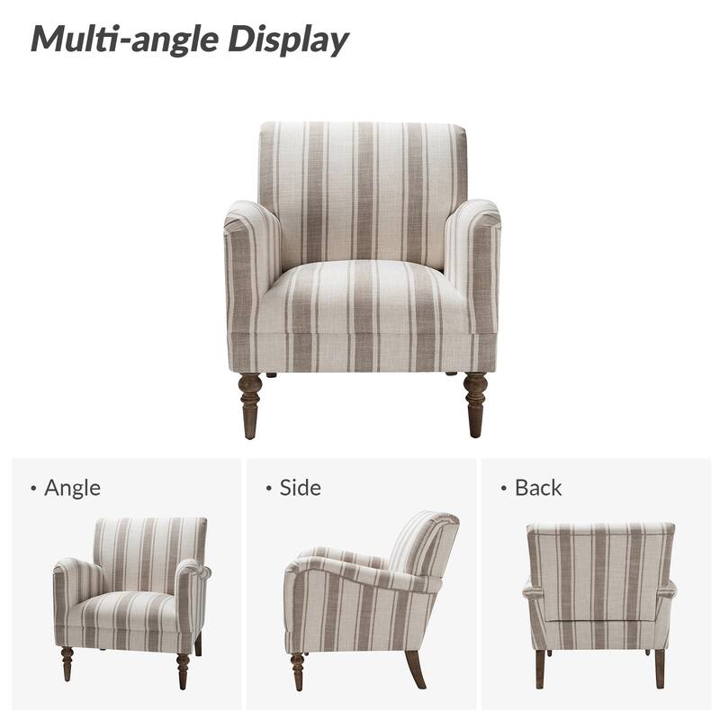 Seip Transitional Striped Arm Chair with Spindle Wood Legs Set of 2 by HULALA HOME