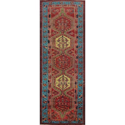 Hand Knotted Oriental 100% Wool Carpet Traditional Tribal Red Ardebil Runner Rug - 10' 6'' X 3' 0''