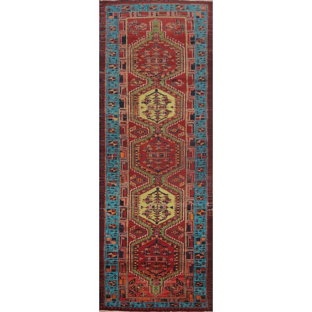 Hand Knotted Oriental 100% Wool Carpet Traditional Tribal Red Ardebil Runner Rug - 10' 6'' X 3' 0''