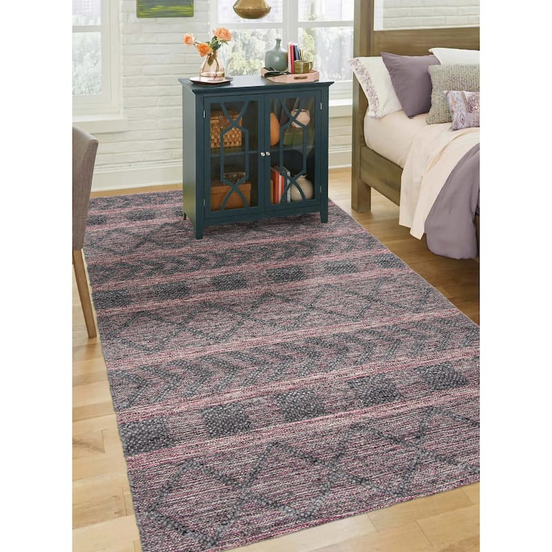 ECARPETGALLERY Braid weave Sienna Grey Wool Rug - 4'11 x 8'2