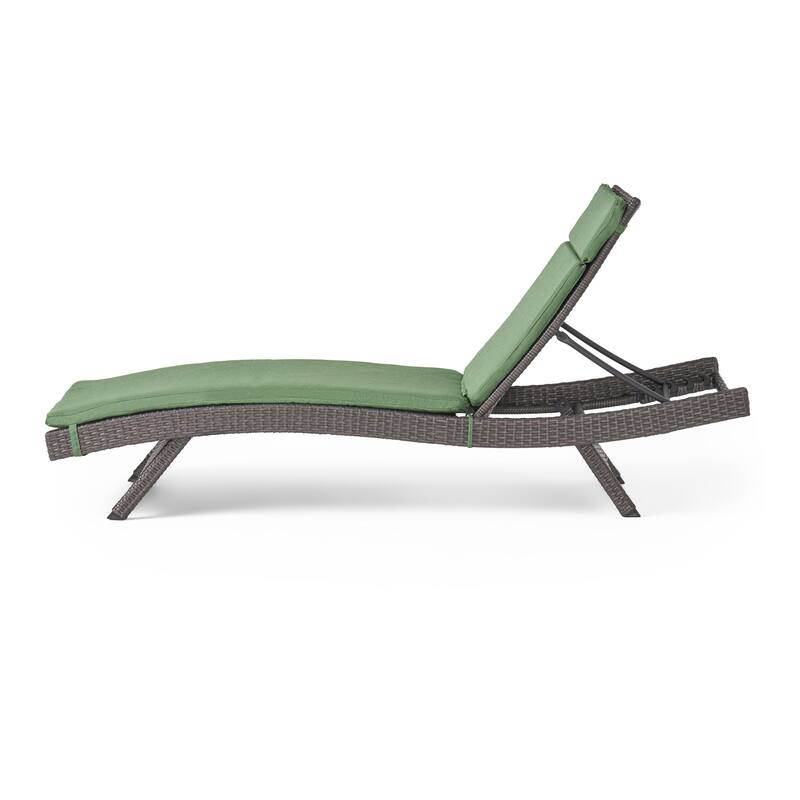 Salem Outdoor Wicker Adjustable Chaise Lounge with Cushion by Christopher Knight Home