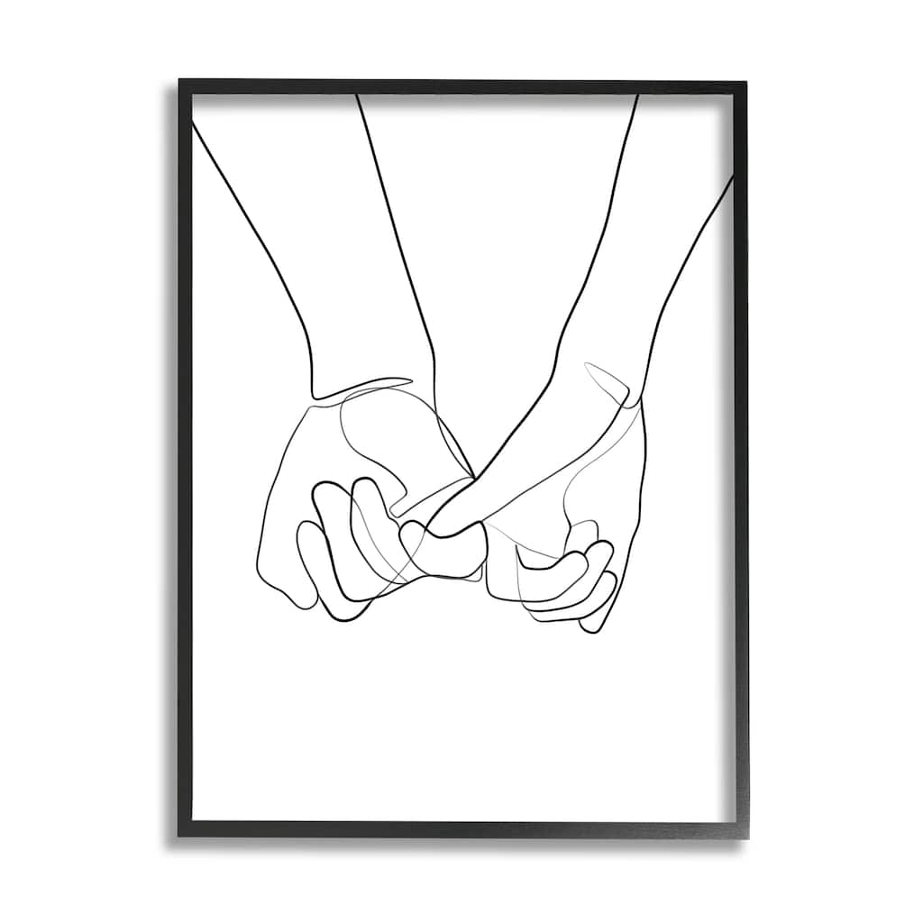 Stupell Fluid Line Abstract Couple Holding Hands Black White Framed Wall Art