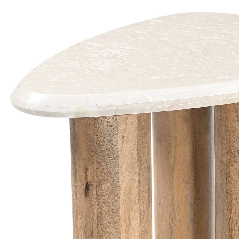 Marlin Modern Marble & Mango Wood Nesting Table Set