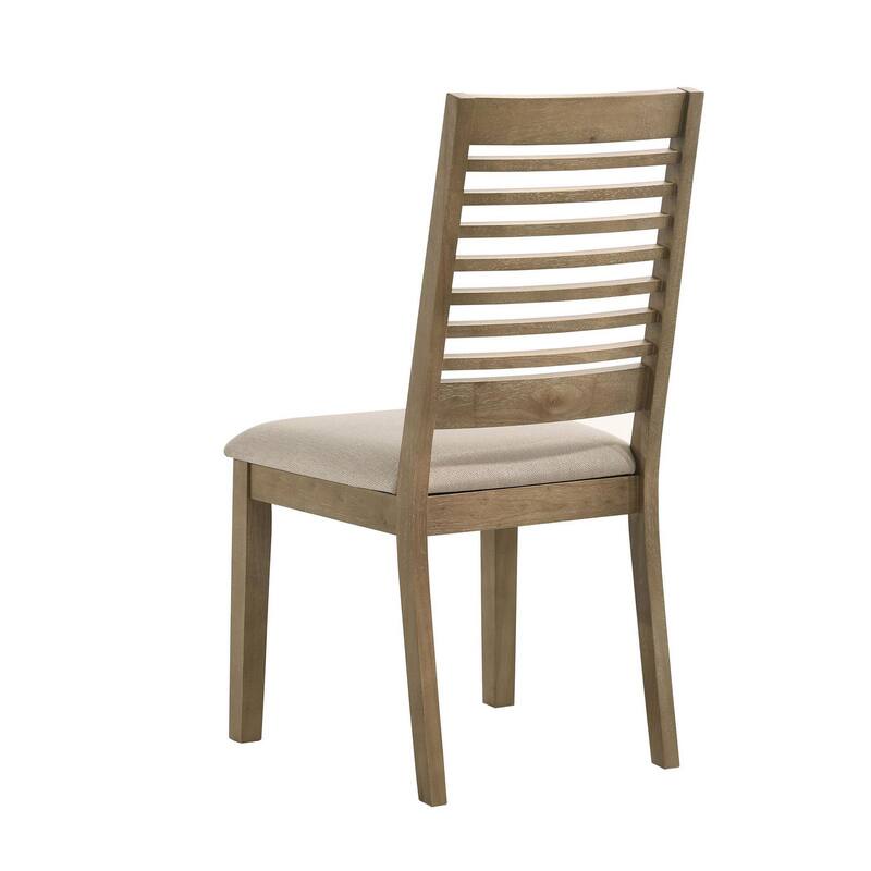Scott Dining Side Chair Set of 2, Ladderback, Brown Wood, Latte Fabric