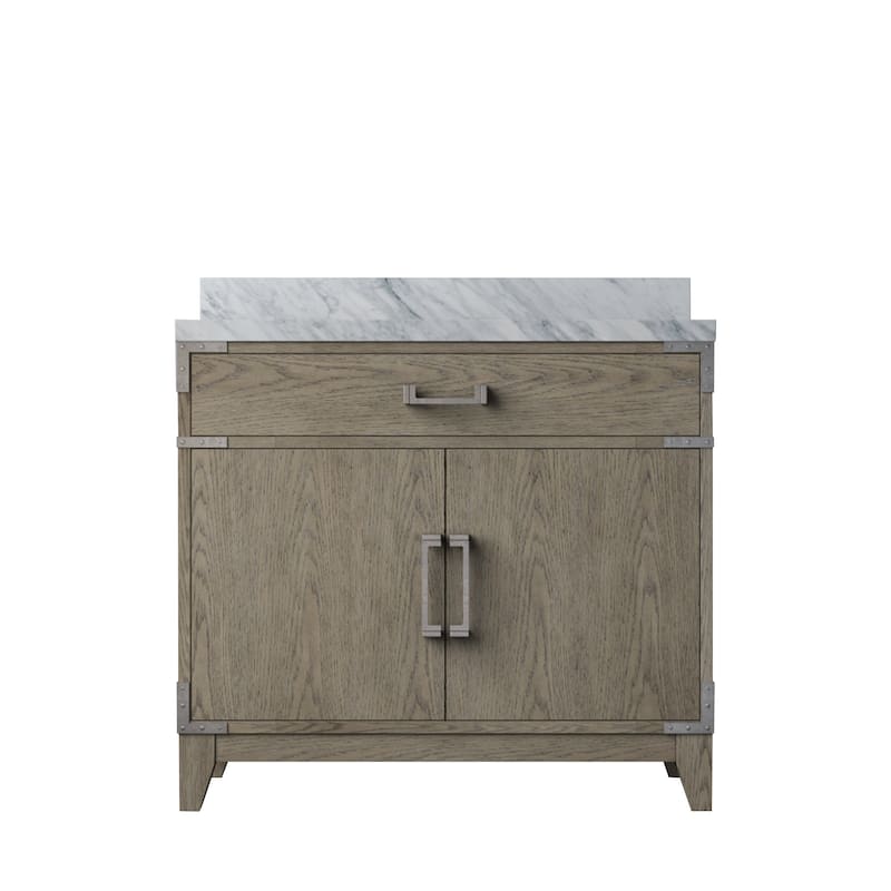 Laurel Bath Vanity with Carrara Marble Top and Sink - 36 inch - Grey Oak