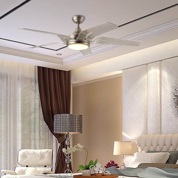 CO-Z 56" Brushed Nickel 5-Blade Reversible Ceiling Fan with LED Light Kit and Remote Control