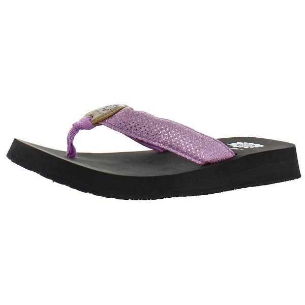 yellow box glitter flip flops