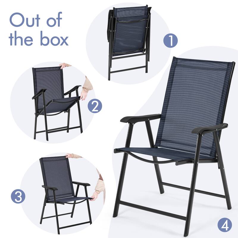 Yaheetech 4pcs Folding Dining Chairs Patio Dining Chairs with Backrest and Armrests