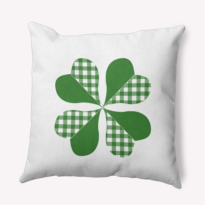 Checkered Clover Accent Pillow - Leaf Green - 14" x 20"