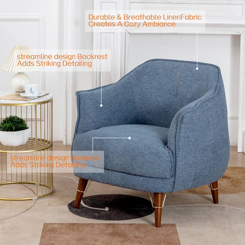 XINMICS Mid-Century Modern Accent Chair, Tufted Upholstered Armchair for Living Room, Bedroom, Set of 2