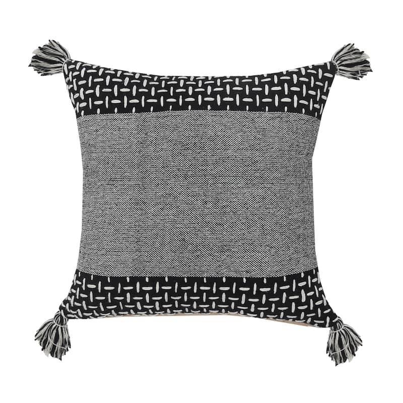 Sevita Interwoven Dash Geometric Throw Pillow with Tassels