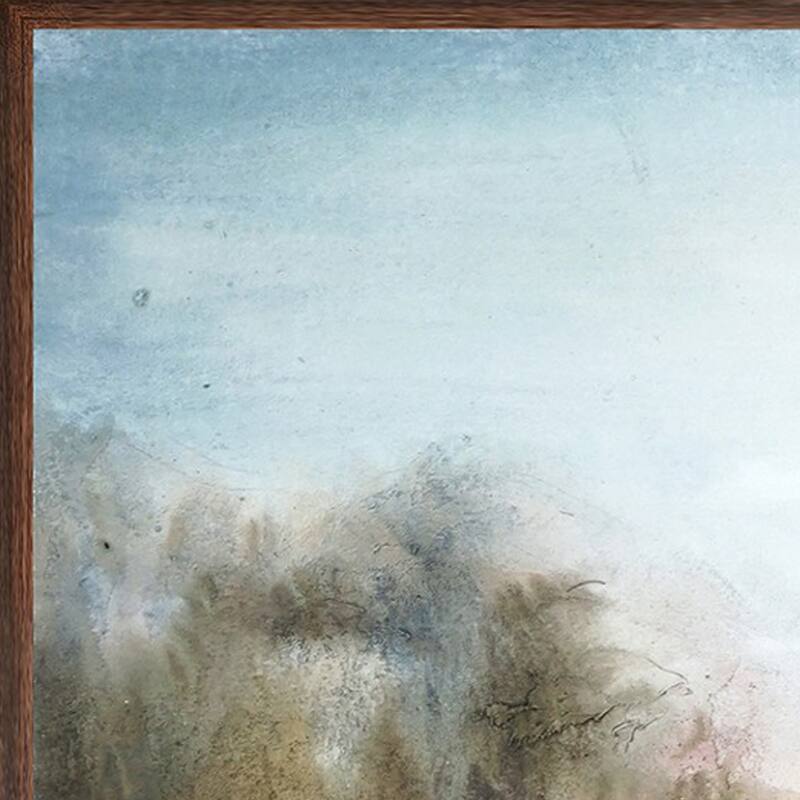 39 x 59 Hand Painted Forest Scenery, Resin Coat, Warm Blues and Browns - Green, Blue, White, Brown