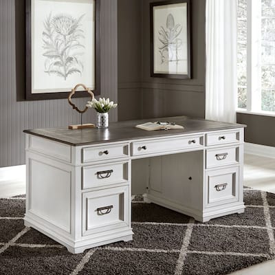 Allyson Park Wirebrushed White Charcoal Desk