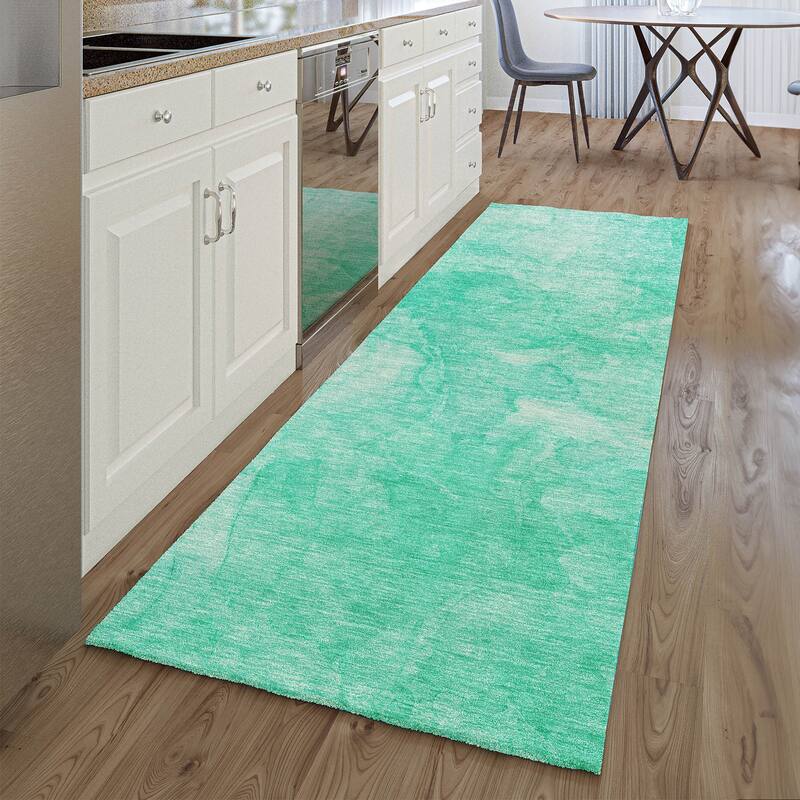 Premium Washable Super Soft Contemporary Marble Mayfield Rug - Teal - 2' 3" x 7' 6" - Runner