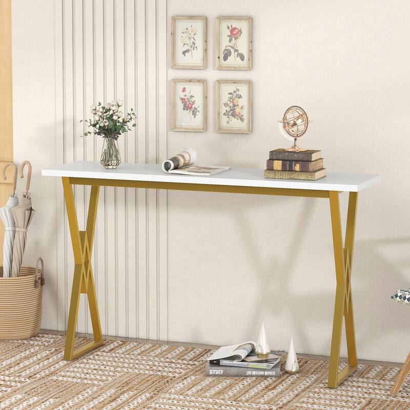 4Piece Counter Height Extra Long Console Bar Dining Table Set with 3 Padded Stools Bed Bath