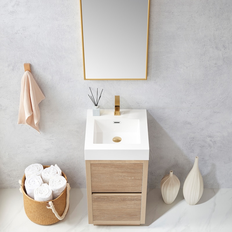 Huesca 18" Single Sink Bath Vanity with White Sink Top and Mirror