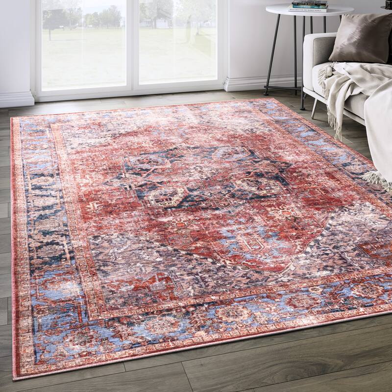 Abani Rugs Lola LOL110A Vintage Terracotta Medallion Area Rug - 4' x 6' - Terracotta