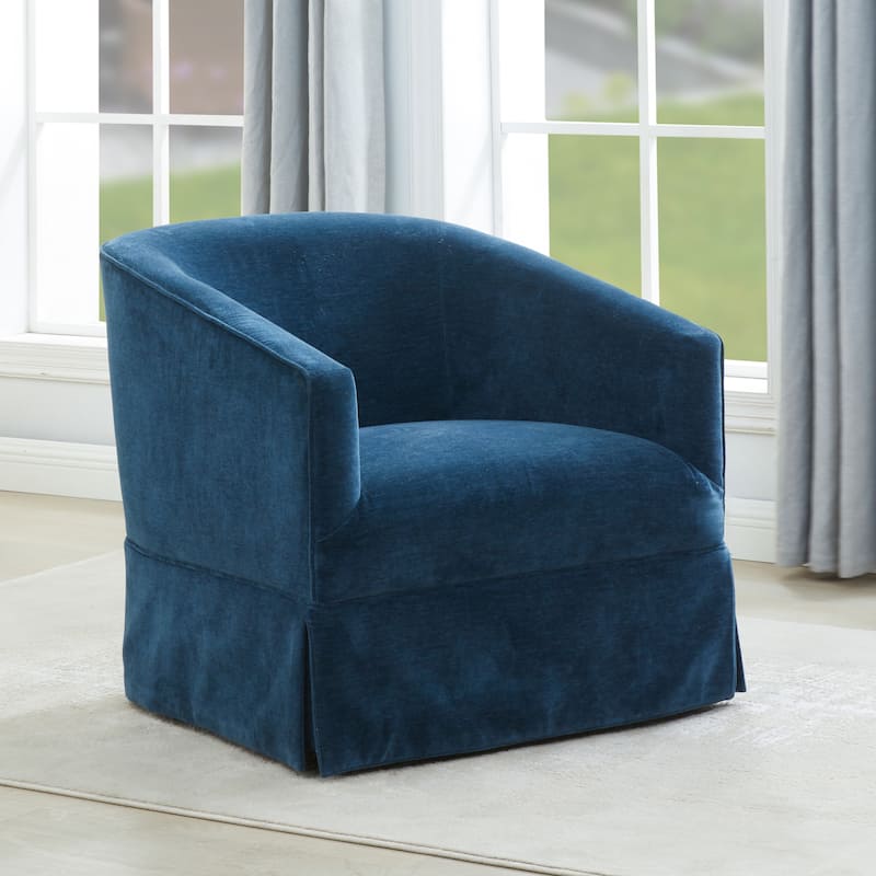 Elayne Skirted Fabric Swivel Accent Chair by Greyson Living