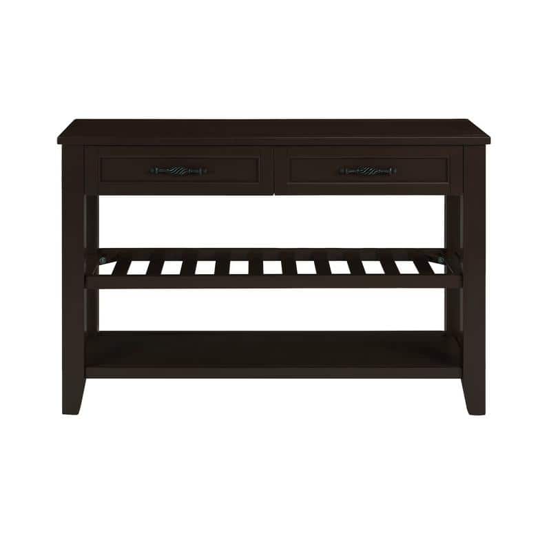 Vintage-Inspired Pine Console Table - Two-Tier Open Shelf Design for Living Spaces‌.