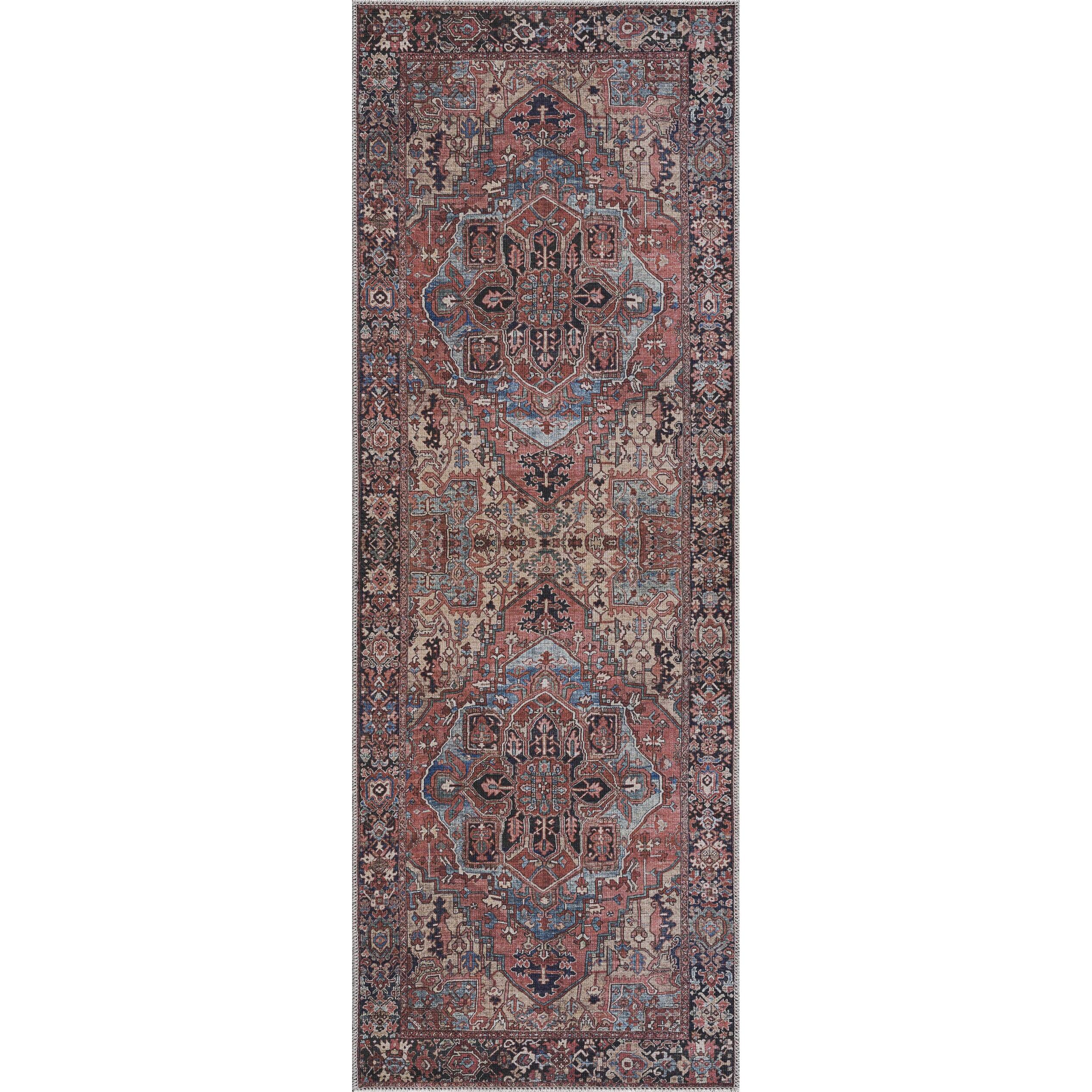 Neyland Machine Washable Oriental Traditional Persian Medallion Dark