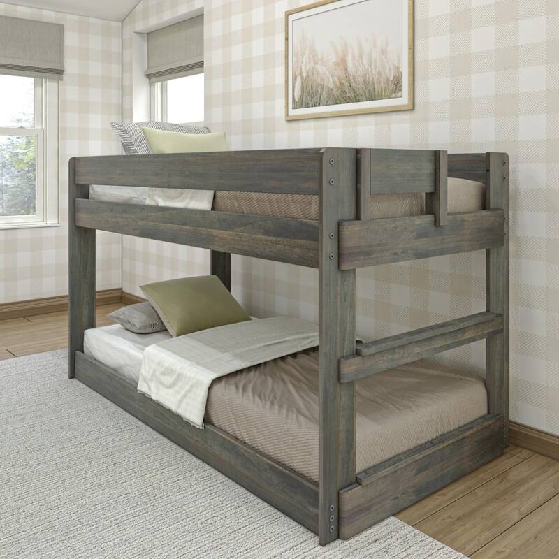Max and Lily Farmhouse Twin over Twin Low Bunk Bed - Driftwood