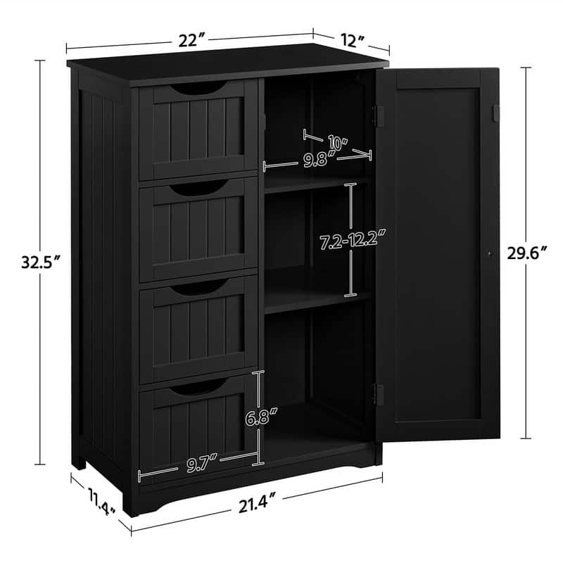 Wooden Bathroom Floor Cabinet - 13"D x 22"W x 32"H