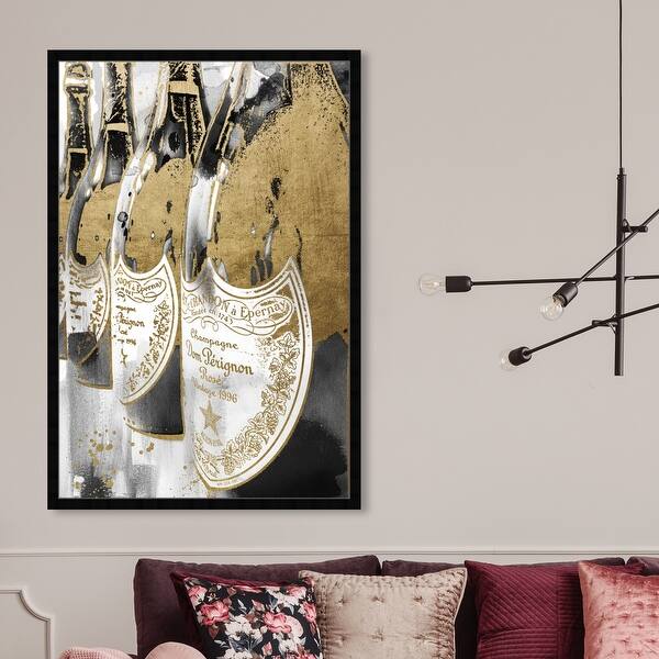 Oliver Gal 'Golden Champagne Feast' Drinks and Spirits Wall Art Framed ...