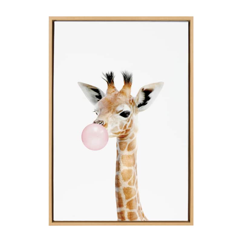 Kate and Laurel Sylvie Gum Giraffe Framed Canvas by Amy Peterson