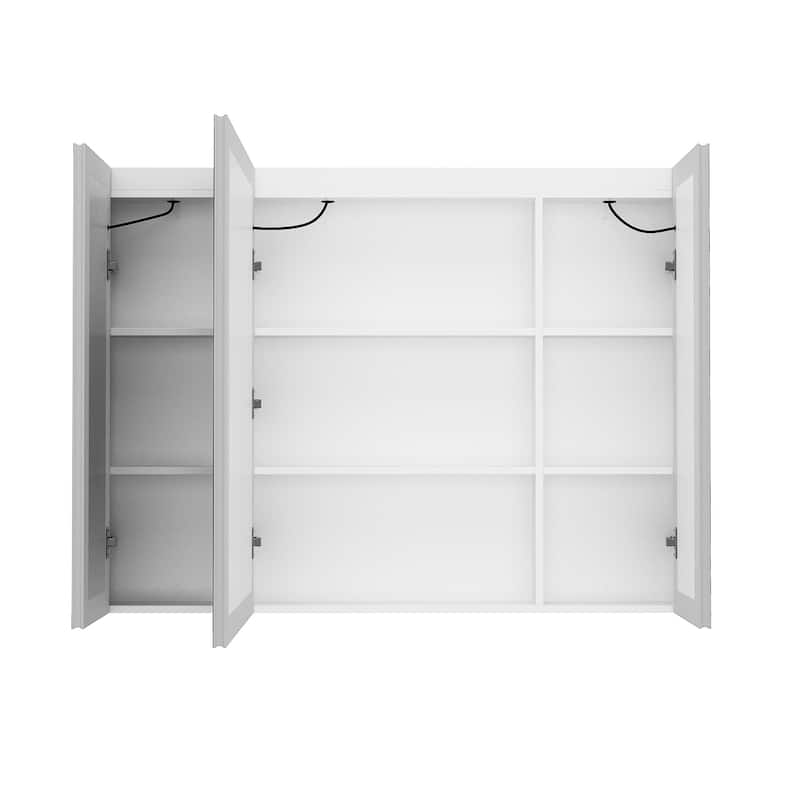 Sleek Anti-Fog Bathroom Medicine Cabinet with Dimmable LED Lights - 45.9"