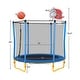 preview thumbnail 10 of 14, Outdoor & Indoor Toddler Trampoline w/Enclosure,Basketball Hoop&Ball