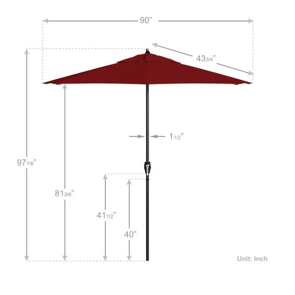 dimension image slide 9 of 20, North Bend 7.5 Crank Lift Auto Tilt Patio Umbrella with Outdoor Rated Olefin Fabric by Havenside Home