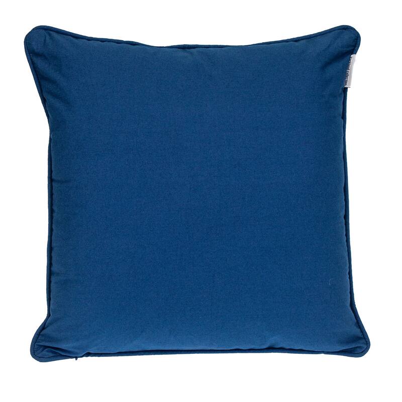 HomeRoots 18" X 18" Blue 100% Cotton Geometric Zippered Pillow
