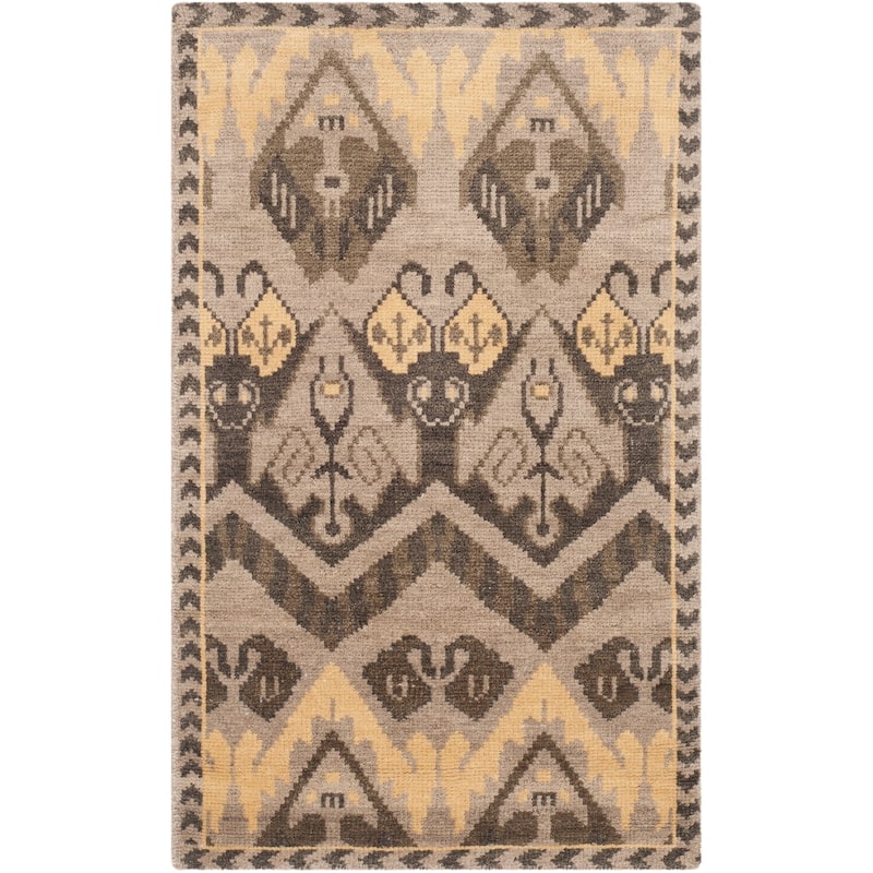 SAFAVIEH Hand-knotted Kenya Farie Southwestern Tribal Wool Rug - 4' x 6' - Gold/Beige