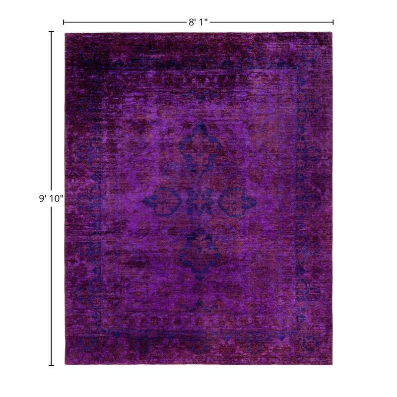 Overdyed One-of-a-Kind Hand-Knotted Area Rug - Purple - 8' 1" x 9' 10"