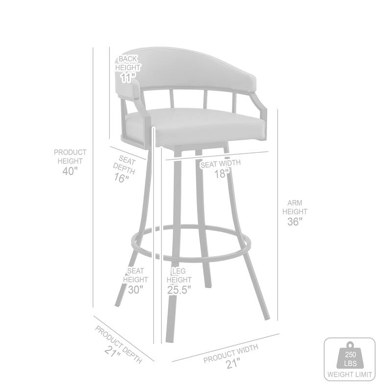 Valerie Faux Leather Upholstered Swivel Bar or Counter Stool with Stainless Steel Frame - N/A