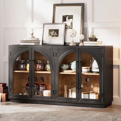 4-Door Sideboard Buffet Cabinet,for Multi-Purpose Use in Kitchen,Dining and Living Areas