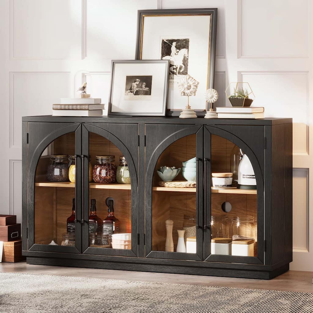 4-Door Sideboard Buffet Cabinet,for Multi-Purpose Use in Kitchen,Dining and Living Areas