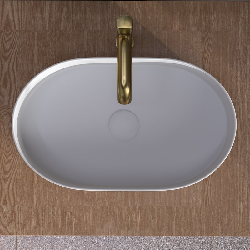 White Vessel Sink Oval Bathroom Sink, Ceramic Bathroom Above Counter Vanity Sink