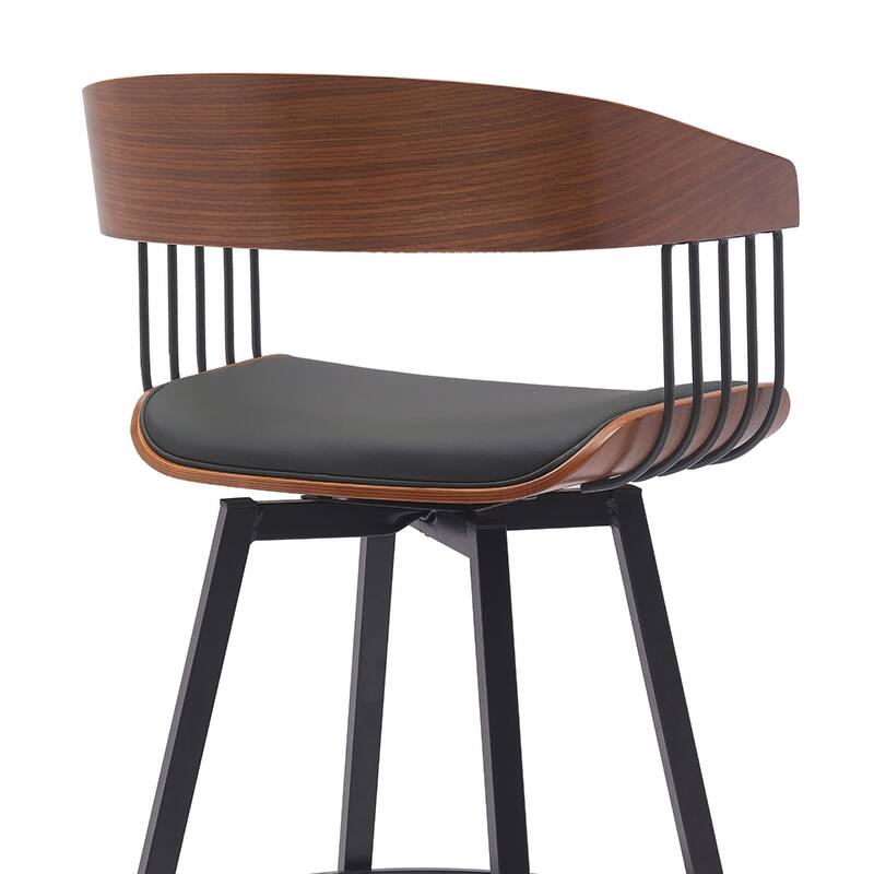 Modern Swivel Bucket Seat Bar Stool with Footrest and Armsrest Metal Frame for Kitchen Island
