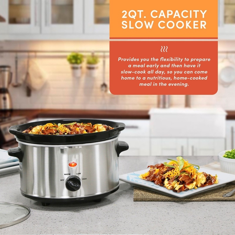 2 qt Oval Stainless Steel Slow Cooker - Silver