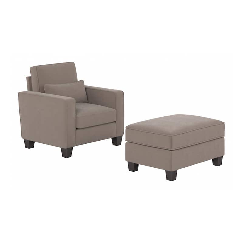 Bush Furniture Stockton Living Room Accent Chair with Ottoman Set