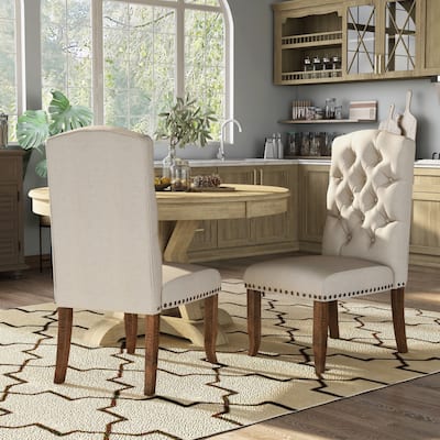 Cordova Farmhouse Tufted Fabric Dining Chairs (Set of 2) by Furniture of America