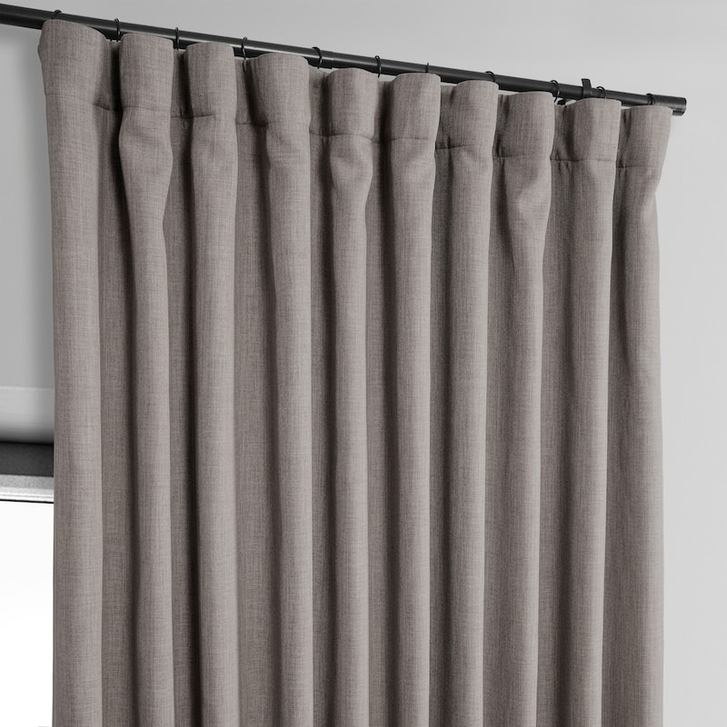 Exclusive Fabrics Faux Linen Extra Wide Room Darkening Curtains Panel - Versatile Privacy Drapery for Wide Windows (1 Panel)