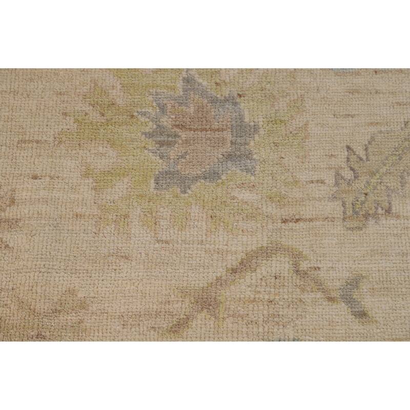 Beige Vegetable Dye Oushak Turkish Area Rug Hand-Knotted Wool Carpet - 7'10"x 9'10"