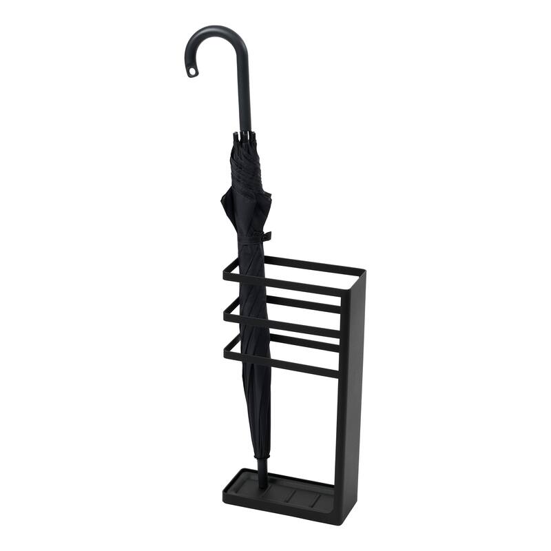 Yamazaki Home Umbrella Stand, Steel, Holds umbrellas at least 10.5" long - L 4.13 x W 9.06 x H 17.72 inches - Black