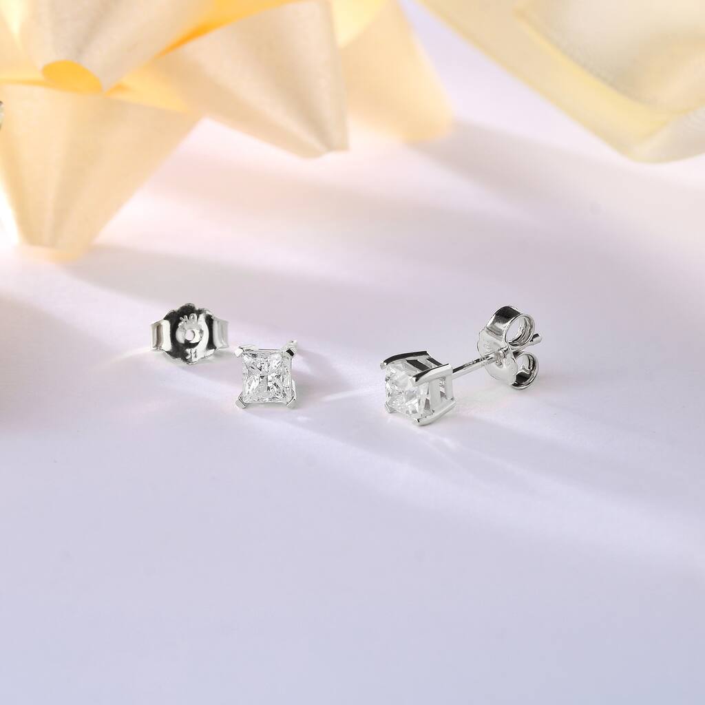 14k White Gold 1/3ct TDW Diamond Solitaire Stud Earrings for Women